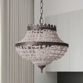 Urn-Shaped Crystal Beads Pendant Light: 2-Bulb Bedroom Chandelier Lamp in Coffee - Warehouse - This beautiful Crystal Beads Urn Shaped Pendant Light Warehouse is perfect for bringing a modern style to any bedroom. It features two lights and a co